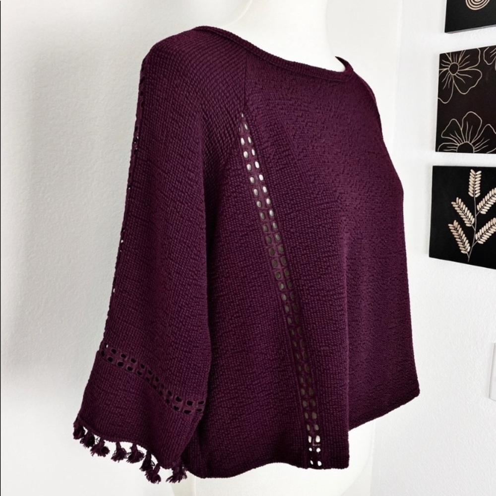 Anthropologie Pom Pom Blouse Red Wine Size S - Picture 6 of 10